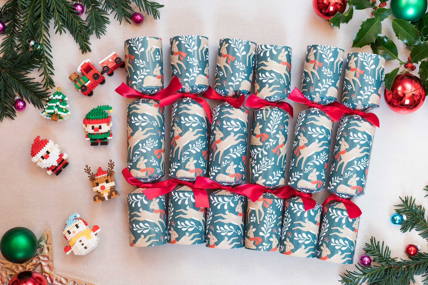 Christmas Micro Block Christmas Crackers (6 x 13-inch Crackers)